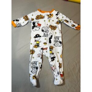 Peanuts Snoopy Halloween Costume Footed Pajamas 6 9M‎ Onesie